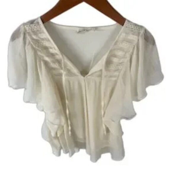 Mudd Cream Lace Prairie Blouse Size Medium Cottagecore Cute Pretty Chic - Picture 3 of 13